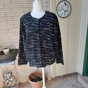 JM Collection Black/White Sweater Size XL